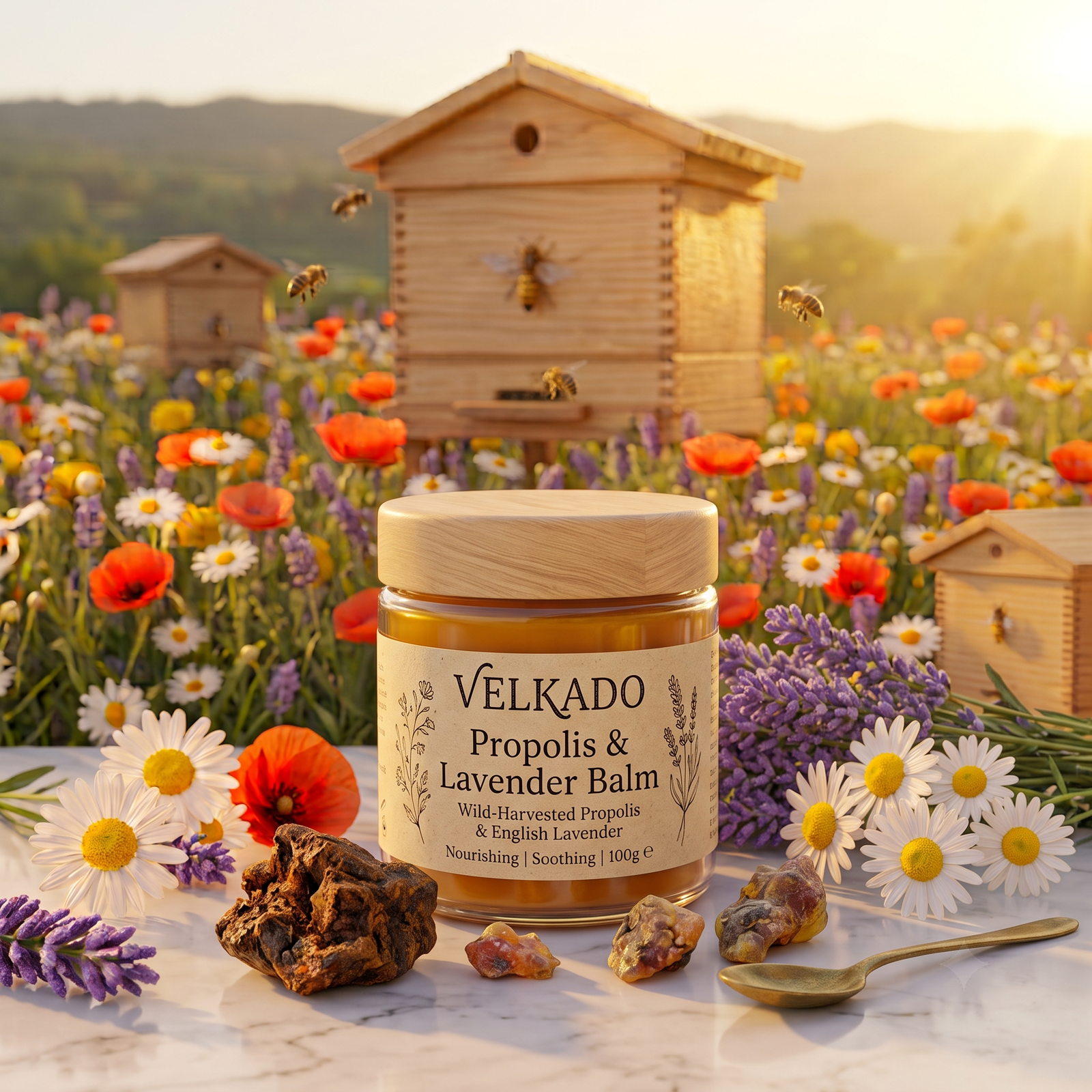 Velkado Propolis and Lavender Balm – Natural Skin Soothing and Nourishing Ointment
