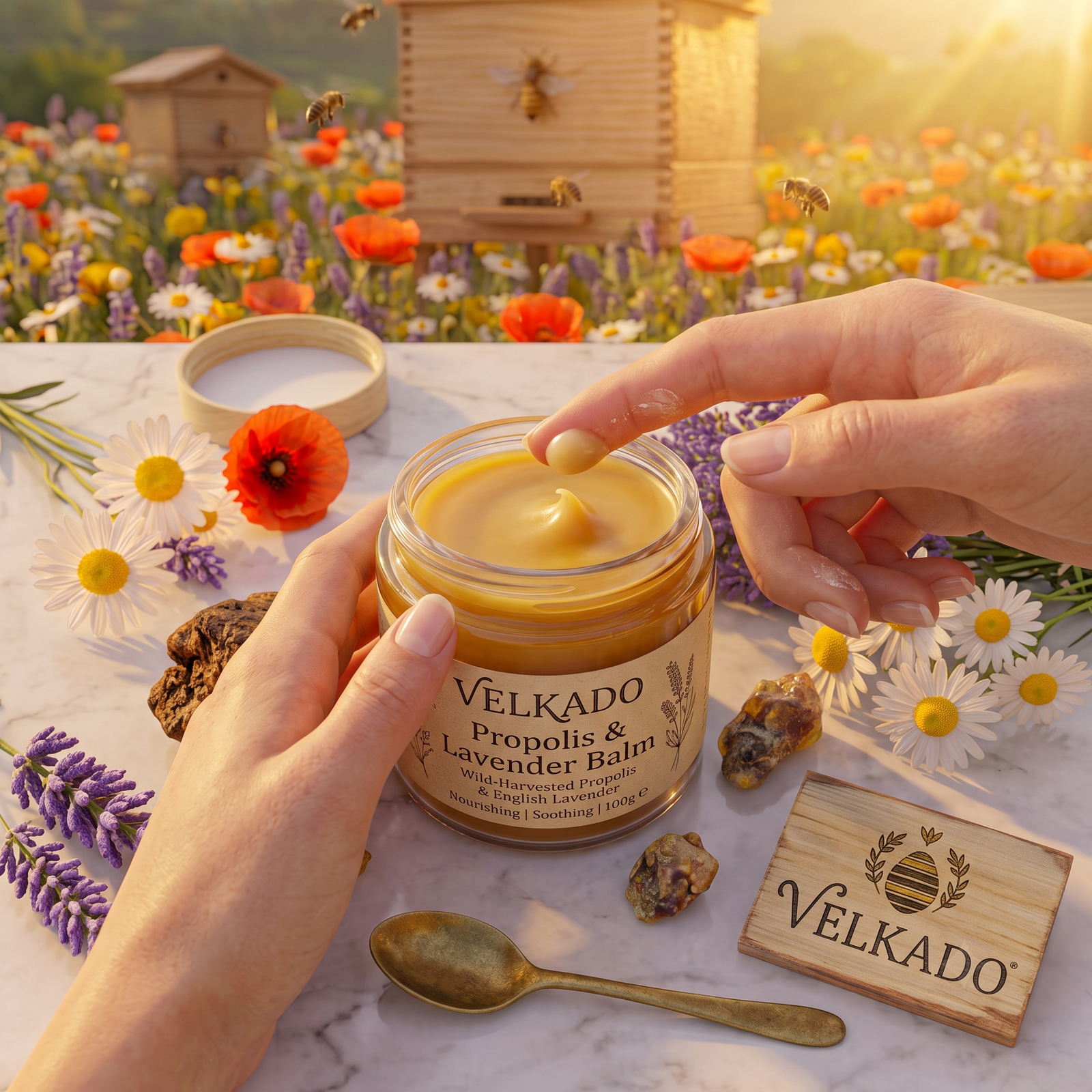 Velkado Propolis and Lavender Balm – Natural Skin Soothing and Nourishing Ointment - Image 2