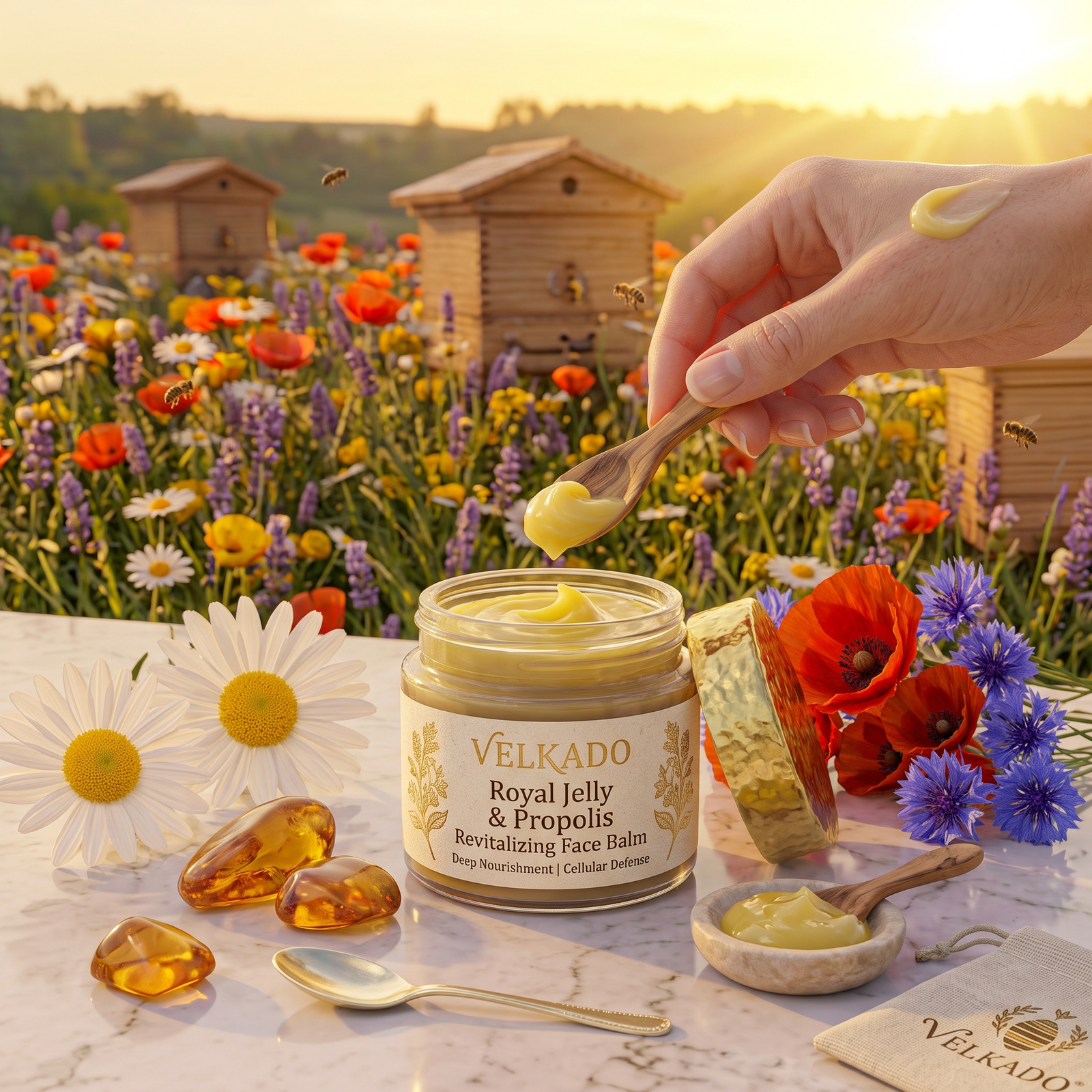 Velkado Royal Jelly and Propolis Revitalizing Face Balm – Deep Nourishment and Cellular Defense - Image 3